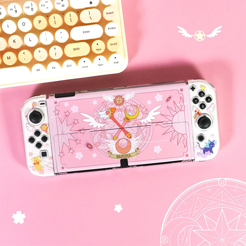 Anime Card Captor Sakura Pink Schutz Funda Switch oled Fall Joycon Gehäuse Schutzhülle für Housse Switch Zubehör