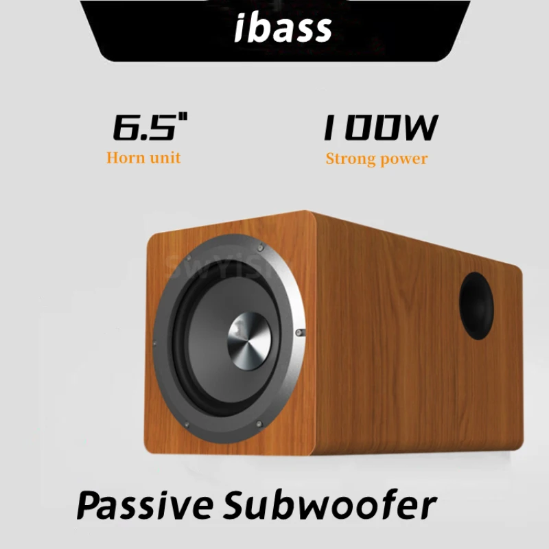 Wooden Desktop Passive Heavy Duty Subwoofer 100W 6.5 Inch Horn Caixa De Som Need To Match Home Amp Or Powered Speakers Use