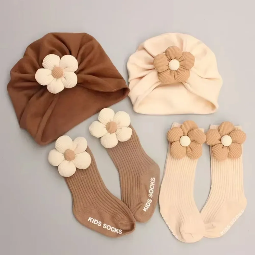 Cotton Newborn Hat Socks Set Breathable Soft