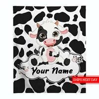 Customized printed blankets for personalized black cows and cute white cow printed sofas, Christmas and birthday gifts 2