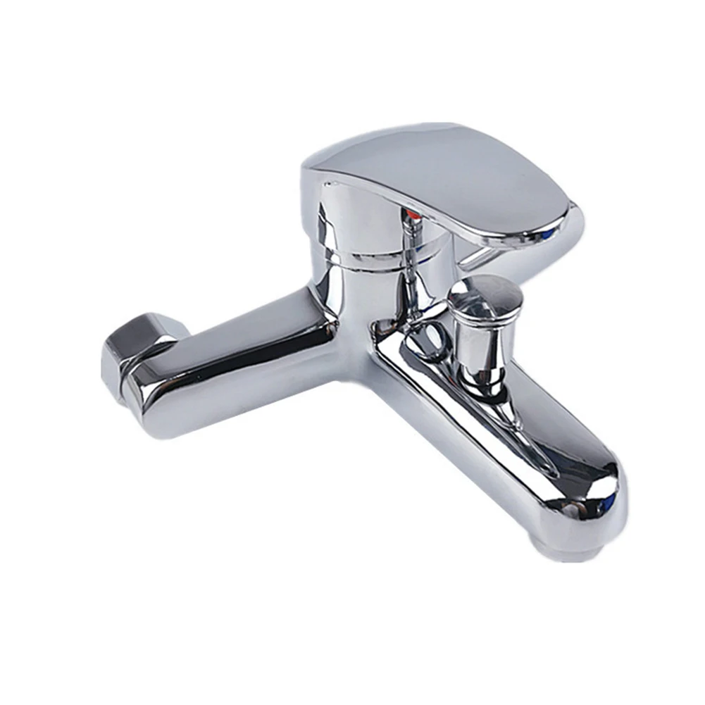 

Wall Mounted Basin Faucets Dual Spout Mixer Tap Zinc Alloy Construction Chrome Finish Effortless Water Control