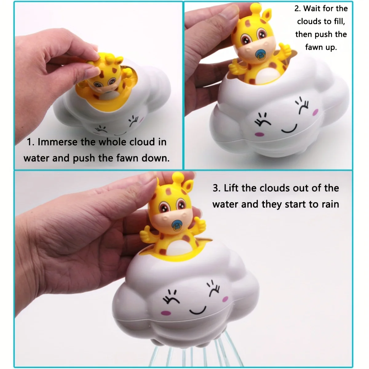 1PC - Rainy Clouds, Deer Shower Toys, Cloud and Rain Deer Playing with Water, Shower, Water Spray Toys, Bathroom