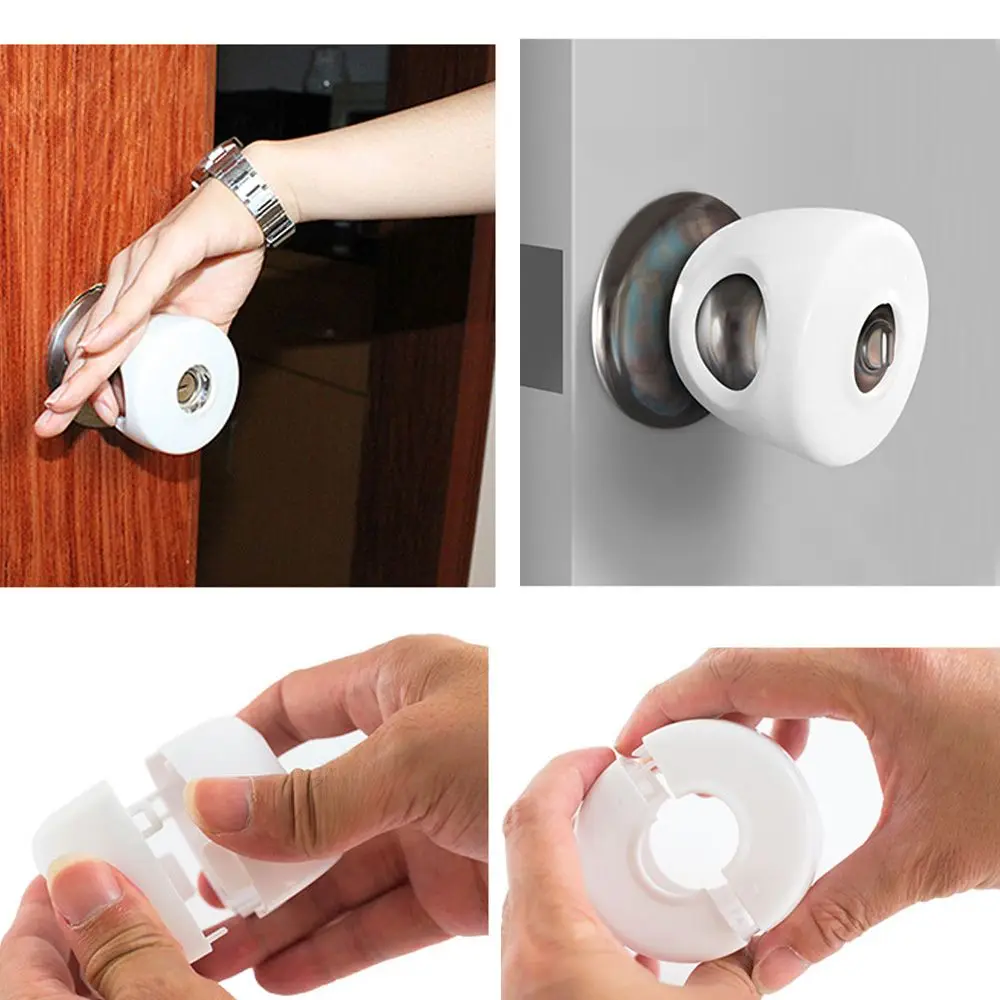 Lockable Plastic Protective Door Knob Cover, Prova de criança, Forma de bola, Handle Sleeve, Acessório Home, Safety Lock Cover, Kids, Children