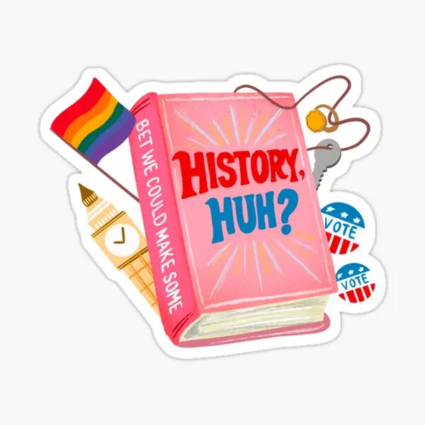 History Huh Red White And Royal Blu 5PCS Stickers for Car Funny Print Luggage Stickers Kid Decor Laptop Cute Bumper