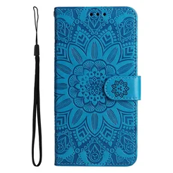 Luxury Leather Floral Book Phone Case - Elegant Flip Cover for Redmi 10C (Blue)