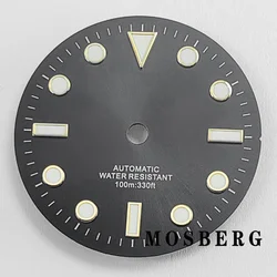Luminous Sunlight Watch Dial, 29mm, (Black - Gold nail)