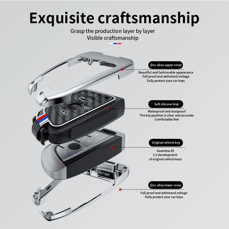Premium Car Key Case Cover and Keyring - Elegant Car Styling Accessory