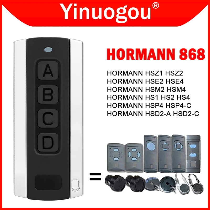 

HORMANN HSM2 HSM4 HSE2 HSE4 HS1 HS2 HS4 HSZ1 HSZ2 HSP4 HSD2 868 Garage Door Gate Remote Control Duplicator 868MHz Transmitter