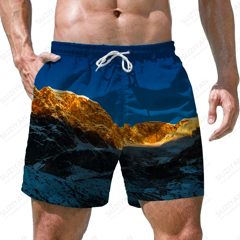 

Шорты мужские с 3D-принтом Снежной Горы, шорты для отдыха в повседневном стиле, модные мужские шорты, новинка на лето