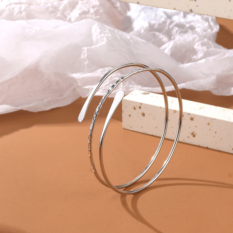 Silver Personality Punk Arm Ring Serpentine Metal Hollowed Out Multi-layer Smooth Bracelet Arm Ring Women Jewelry bangle bracelet snake bangle bracelet