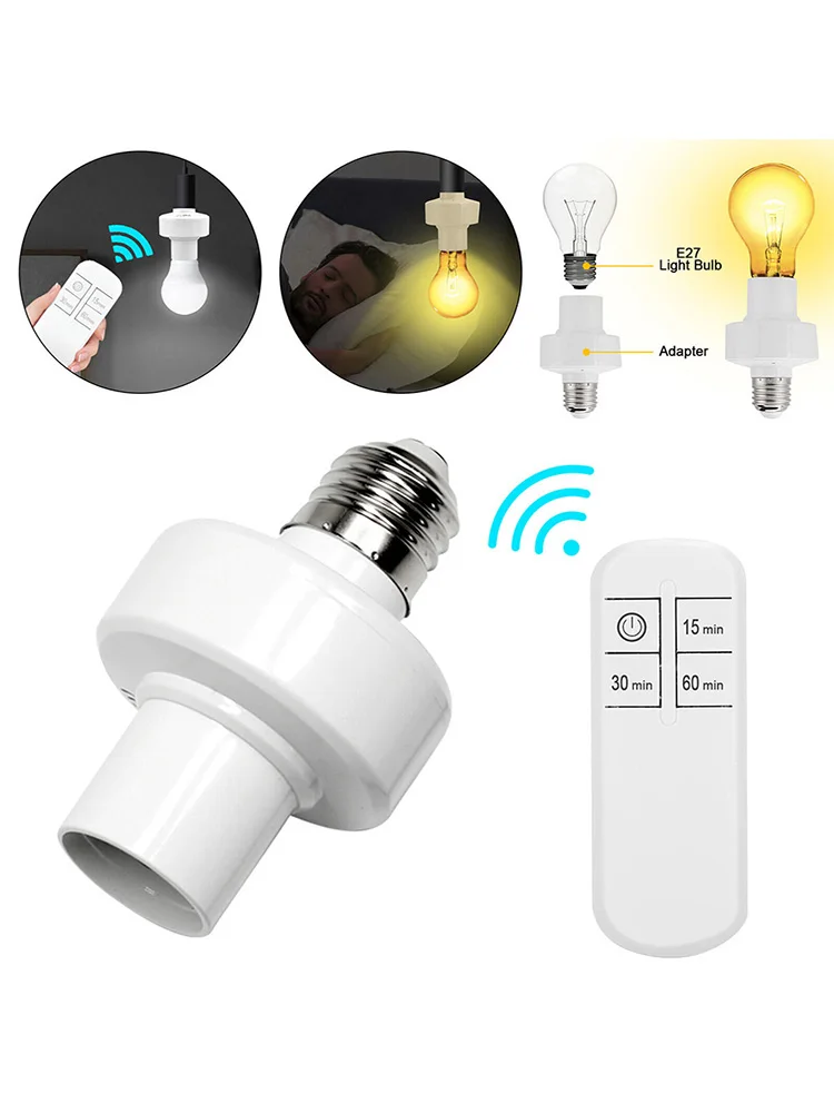 E27 Lamp Holder Wireless Remote Control 60min 30min 15min Smart Timer Switch 110V 220V Power Switch Socket House Timer Switch 5v 12v 24v 110v 220v digital lcd timer switch 7 days weekly programmable time relay programmer 50 60hz 1 second interval cn101s