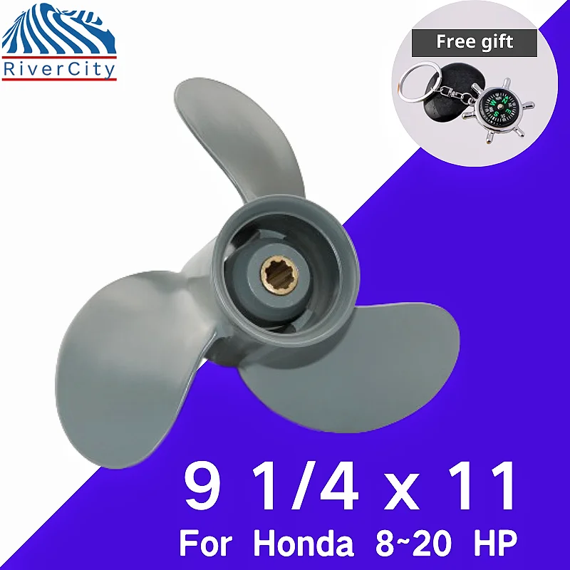 Outboard Propeller For Honda 8hp 9.9HP 15HP 20HP 9 1/4x11 Boat Aluminum Alloy Screw 3 Blade 8 Spline Marine Engine