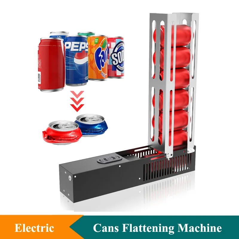 Electric Continuous Cans Presser Machine Vertical Jars Compressor Machine Plastic Bottles Aluminum Cans Flattening