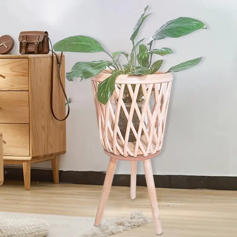 

Handmade Bohemian Plant Stand Rattan Flower Pot With Stand Sturdy Plant Pot With Legs Boho Display Flowerpot Basket Planter