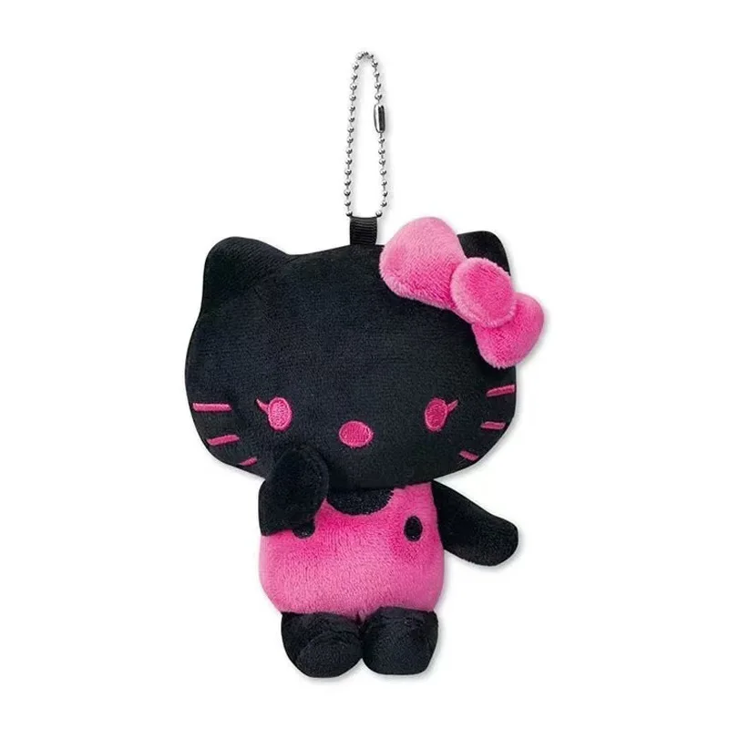 Kawaii Sanrio Hello Kitty Black Pink Leopard Pattern Plush Toys Keychain Cartoon Girl Heart Backpack Pendant Girls Birthday Gift 3