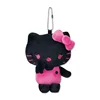 Kawaii Sanrio Hello Kitty Black Pink Leopard Pattern Plush Toys Keychain Cartoon Girl Heart Backpack Pendant Girls Birthday Gift 3