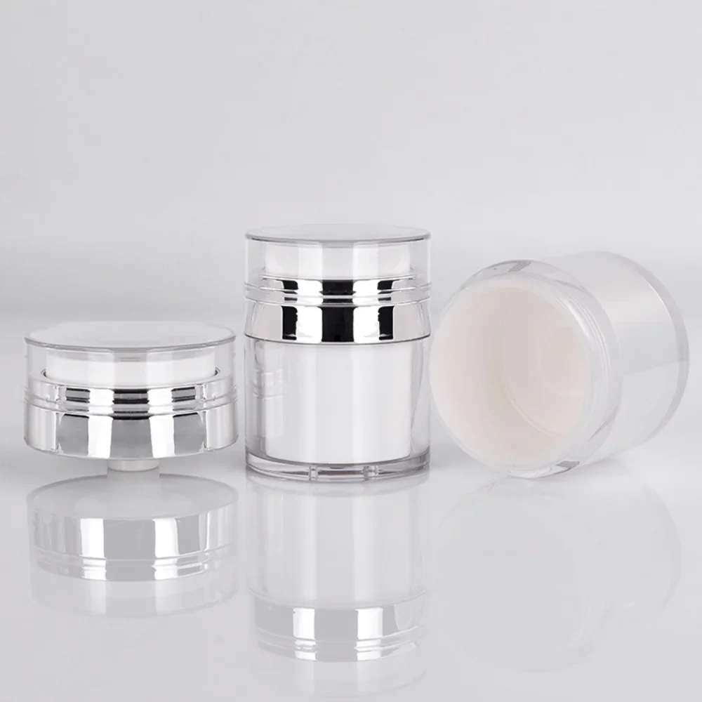 Refillable Cosmetic Bottle 15/30/50g Empty Airless Pump Jar Refillable Acrylic Cream Bottle Vacuum Portable Size Container of Makeup Lotion Cosmetic