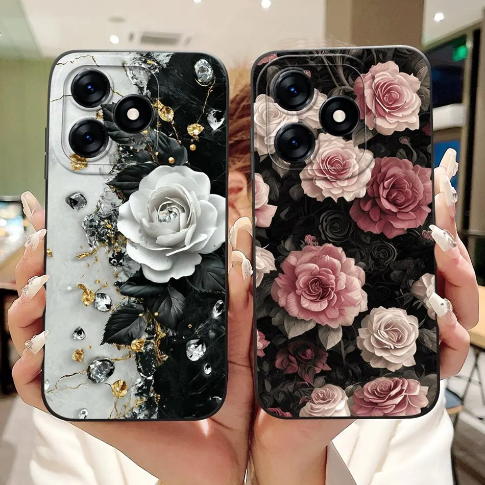 Beautiful Bow Rose Painting Soft Silicone Shockproof Phone Case