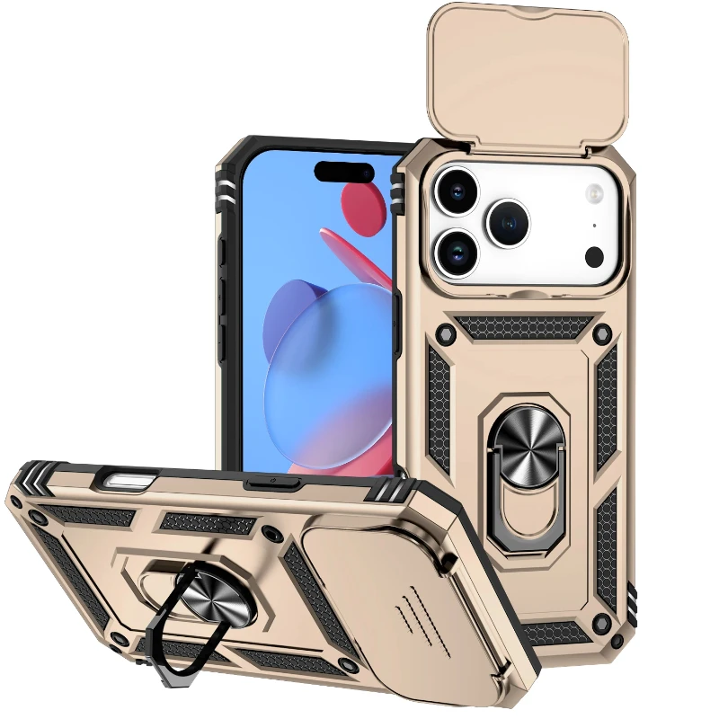 Shockproof Armor Phone Case with Slide Camera Protection and Enhanced Durability