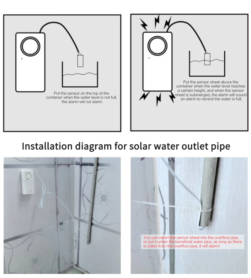 Water Leakage Alarm Detector 110dB Independent Water Leak Sensor Detection Flood Alert Overflow Home Alarm Security System ring security system keypad