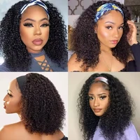 Bandeau cheveux humains Bob Afro crépus bouclés 250 densité brésilien Remy cheveux Afro profond bouclés sans colle écharpe perruques pour les femmes noires 6