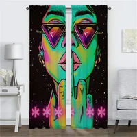 Abstract Woman Psychedelic Manda Shades Curtains for Living Room Curtain Blinds Partition Halloween Decoration Tulle for Bedroom 2