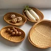 Handmade Weaving Storage Trays Bamboo Sieve Raft Round Dustpan DIY Decorative Fruit Bread Basket Kitchen Storage Home Decor 4