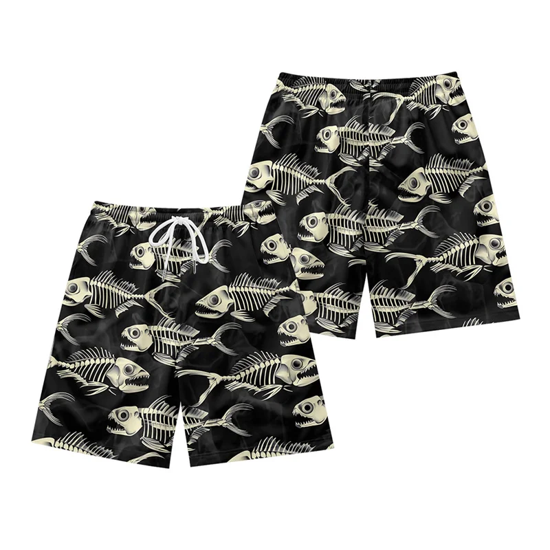 Coconut Tree Pattern Beach Shorts For Men Fishbone 3D Printed Swim Trunks Summer Street Surf Board Shorts Vacation Short Pants 2