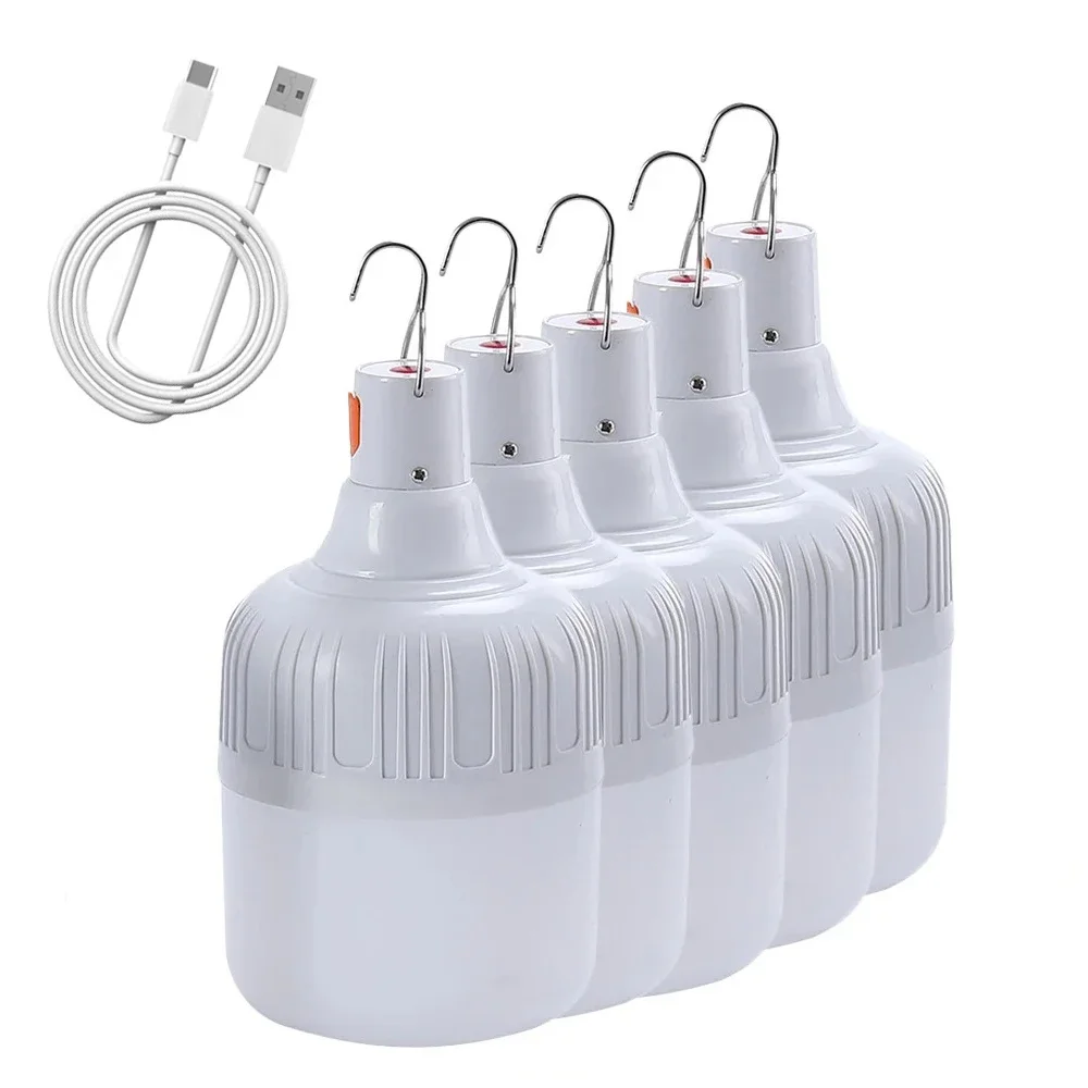 60W 80W Camping Lantern USB Rechargeable LED Emergency Lamp Portable with Hook for BBQ Tents