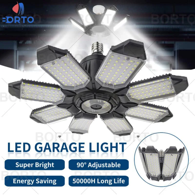 E27/E26 luci per Garage a LED 6/8 pannelli plafoniera deformabile lampadina a Led regolabile per l'illuminazione del magazzino di stoccaggio dell'officina del Garage