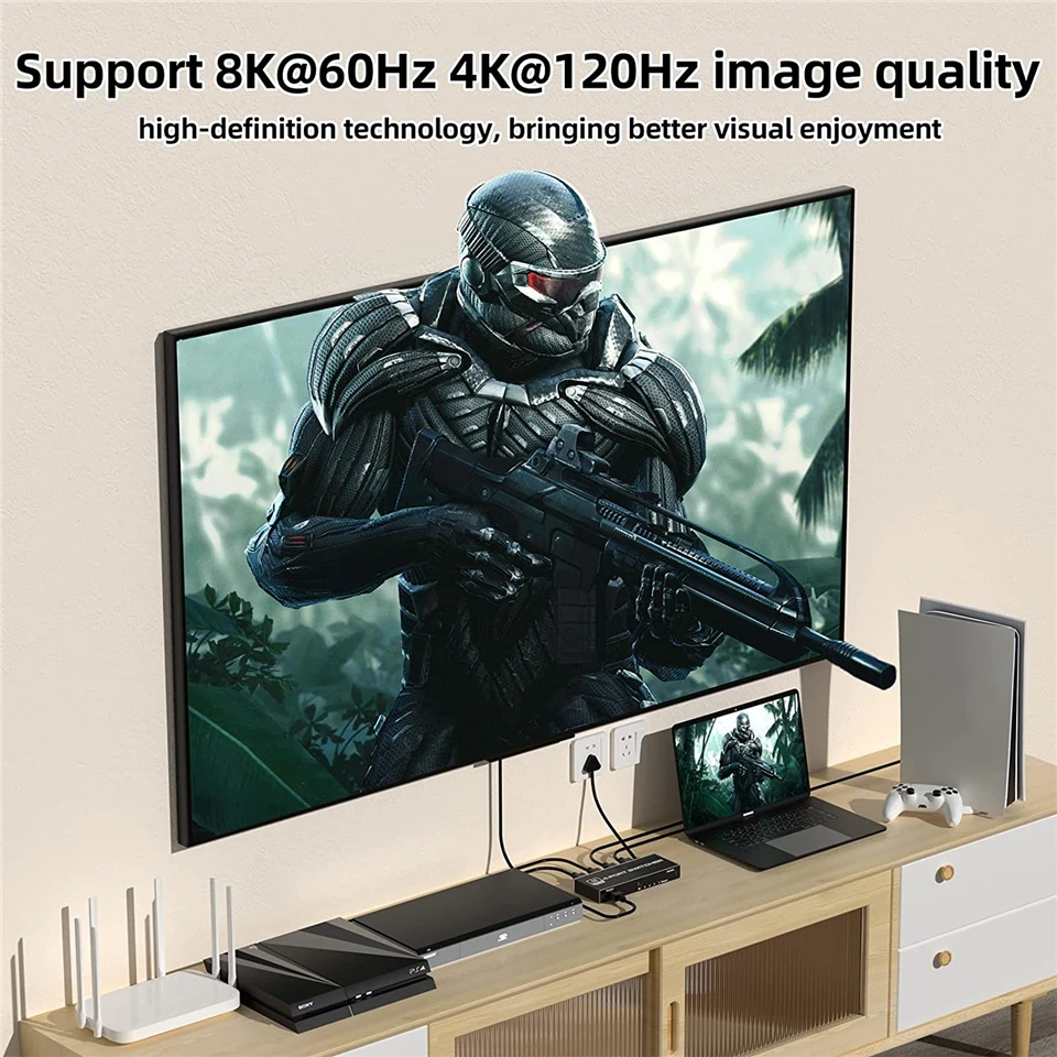 2026 Switcher HDMI 2.1-compatible 4K 120Hz 4 in 1 out 2 in 1 out 8K 60Hz Switch