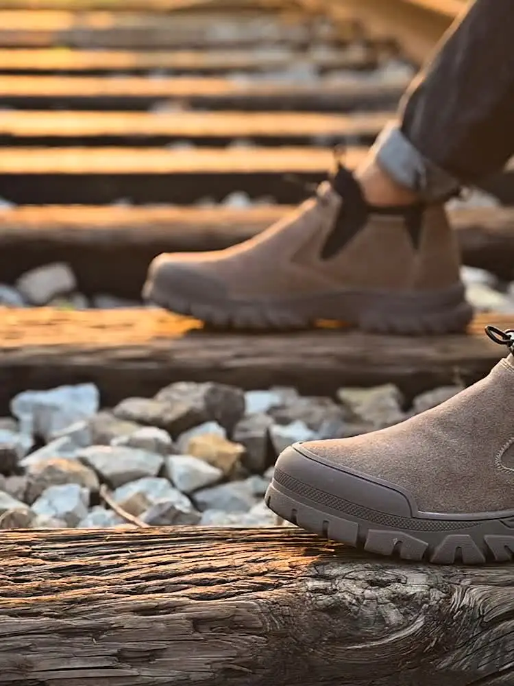 Stivaletti Da Lavoro Uomo Stivali Da Lavoro Uomo In Pelle Marrone - Foto 2