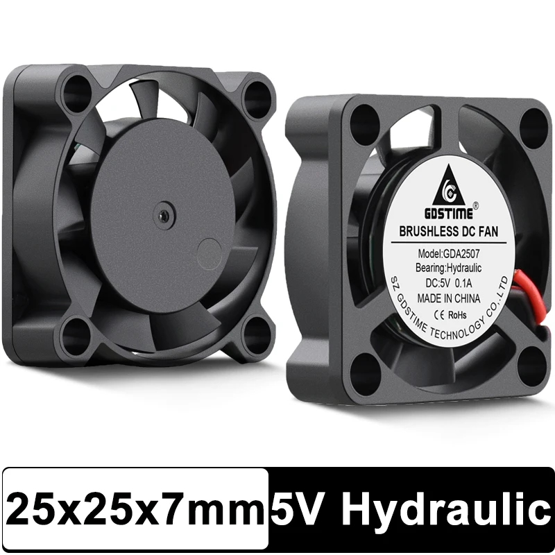 

10 pieces Gdstime 25x25x7mm Micro Radiator 25mm DC 5V 2507 PH2.0 Small Brushless Cooling Axial fan