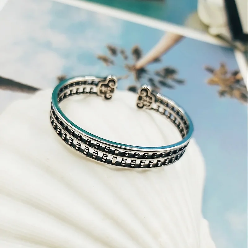 

2024 Premium Edition Deluxe S925 Sterling Silver Vintage unisex Bracelet Fashion Luxury Bracelet Jewelry Gift