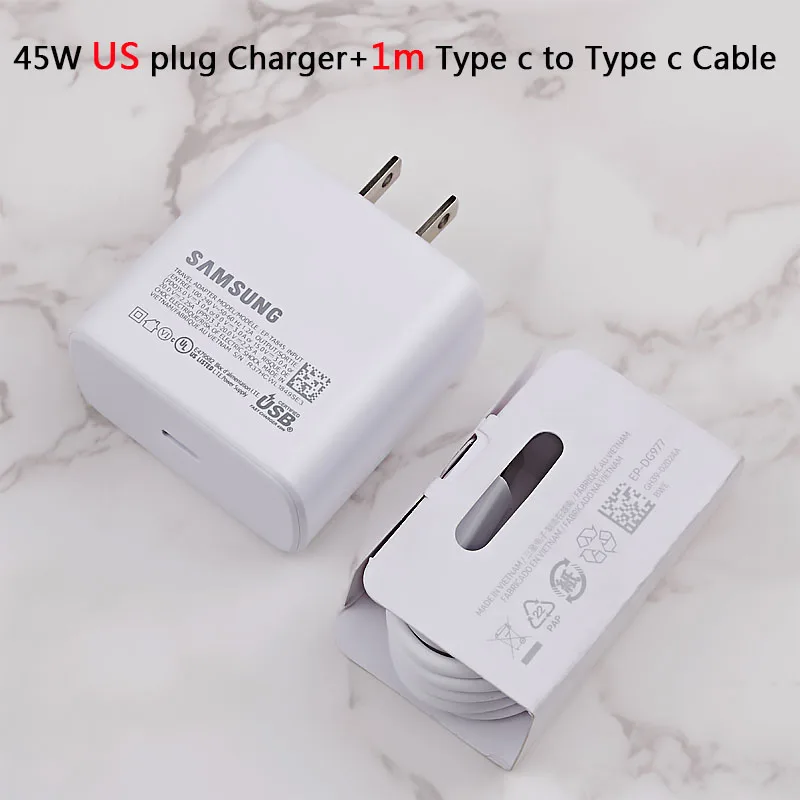 Original Samsung Fast Charger 45W Fast Type C Adapter Cable for Samsung GALAXY Note 10 20 S20 Plus S20 Ultra S21 A71 A80 A91 quick charge 2.0 Chargers