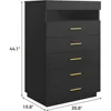 Black Dresser with LED Lights, Floating Tall Dresser with 5 Large Drawers & Open Storage Space & Pull Out Tray, 5 Drawer Dresser 2