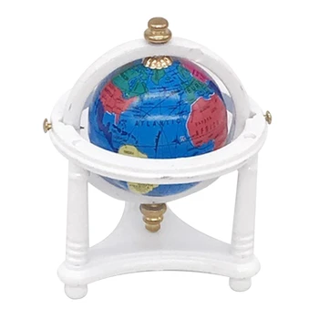 1 12 skala Dollhouse globus z drewniany stojak Mini globus domek dla lalek dla domu dla lalek stojak wystawowy dekoracji tanie i dobre opinie 13-24m CN (pochodzenie) Z tworzywa sztucznego NONE Unisex