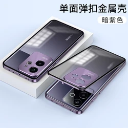 Luxury Aluminum Alloy Bumper Frame Magnet Metal Matte Back Cover for Realme GT6 (China) (PURPLE)