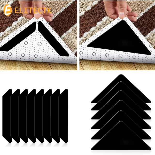 Pro Space Rug Pads Grippers Carpet Tape 12 Pcs Non Slip Rug Tape for Hardwood Floors and tiles, Keep Your Rug in Place