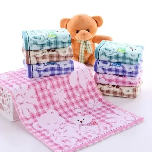 100% Pure Cotton Baby Towel Cute Cartoon Bear Soft Double Face Towels 25*50cm