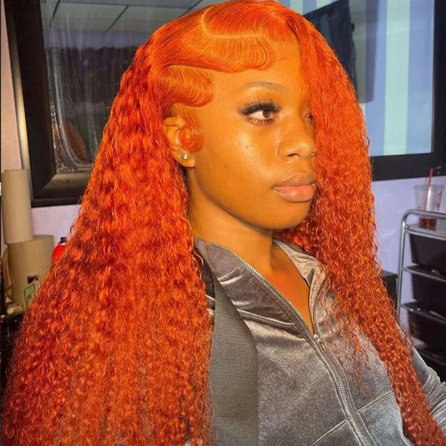 

Deep Wave Orange Ginger Human Hair Wigs 13x6 Hd Lace FronLal Wig 13x4 WaLer Wave Lace Front Colored Curly Wig For Black Women