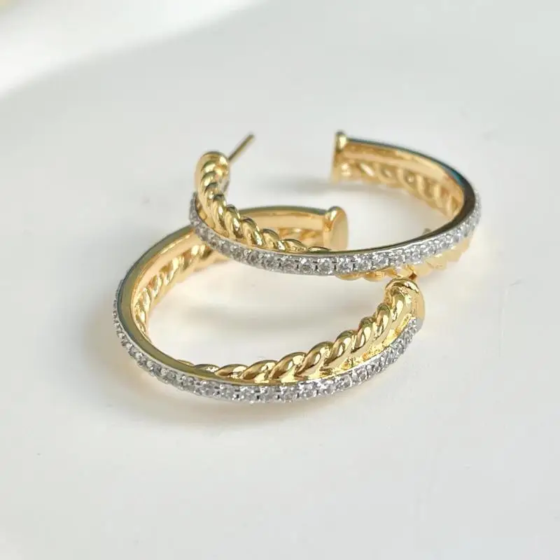 HSC DY Earrings For Women 1:1 High Quality Station Cable Collection Vintage Ethnic Loop Hoop Punk Jewelry Band