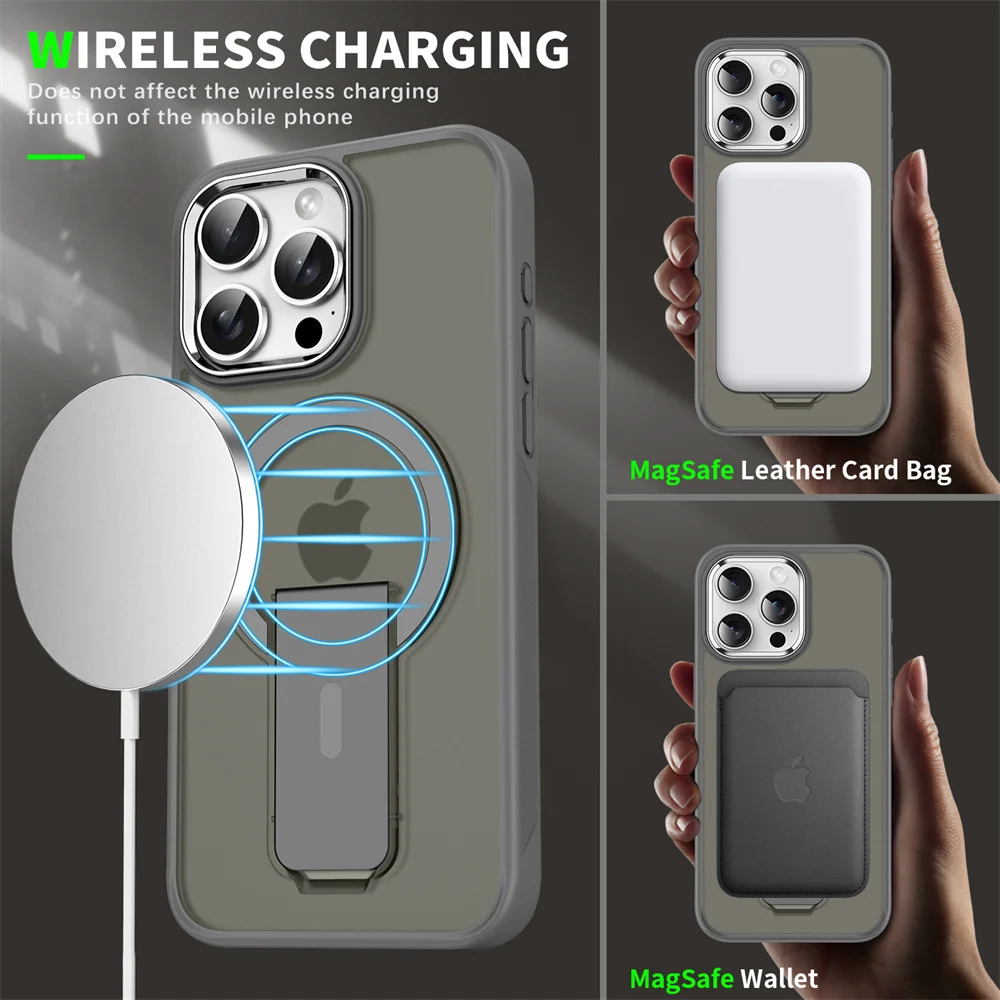 Enhanced Magnetic Wireless Charging Stand Holder Case with Matte Luxury Finish
