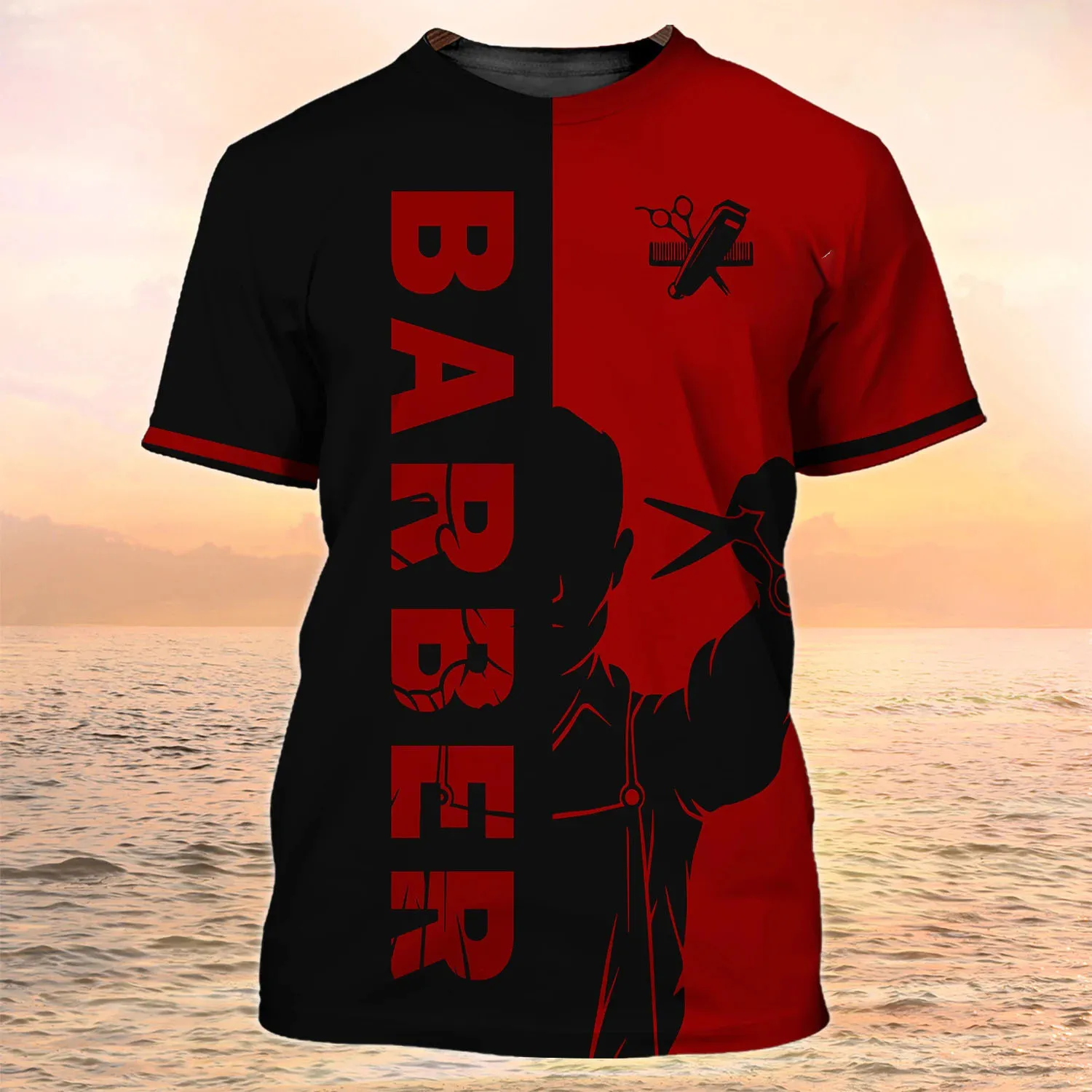 Summer Men Barber Shop T-Shirt 3D Barber Tools Printed Tops Tees Male Fashion Uniform Clothing Cosplay Camiseta Streetwear