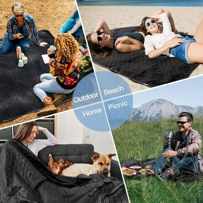 Shake Grain Fleece Camping Mat Outdoor Camping Blanket Waterproof Moistureproof Thickened Portable Foldable Picnic Mats 5