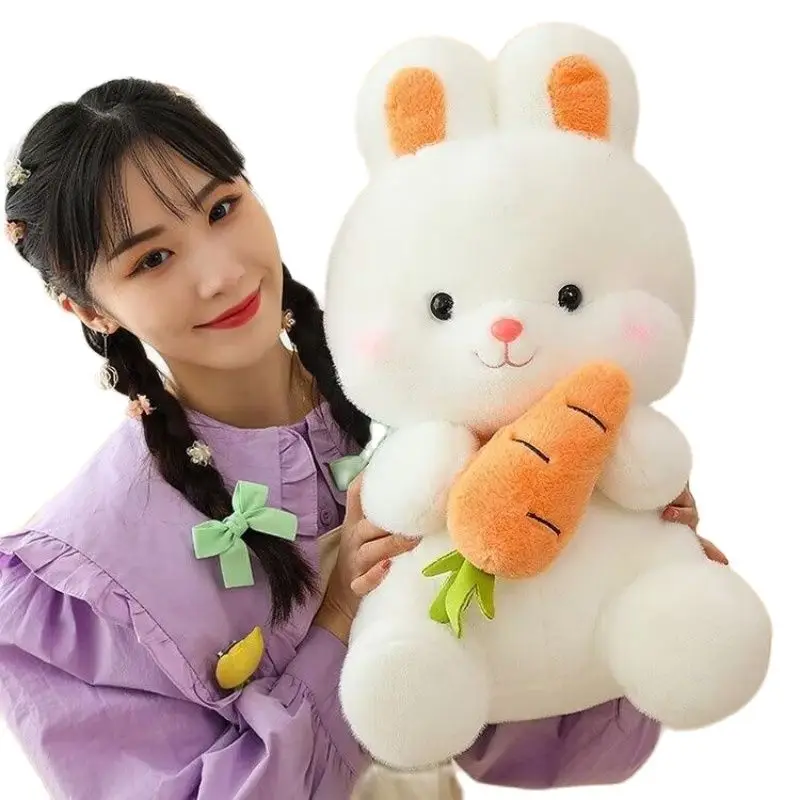 

25/40/50cm Cute Radish Bunny Soft Plush Toy Figurine Holding Small Carrot Rabbit Doll Home Decor Anime Christmas Birthday Gift