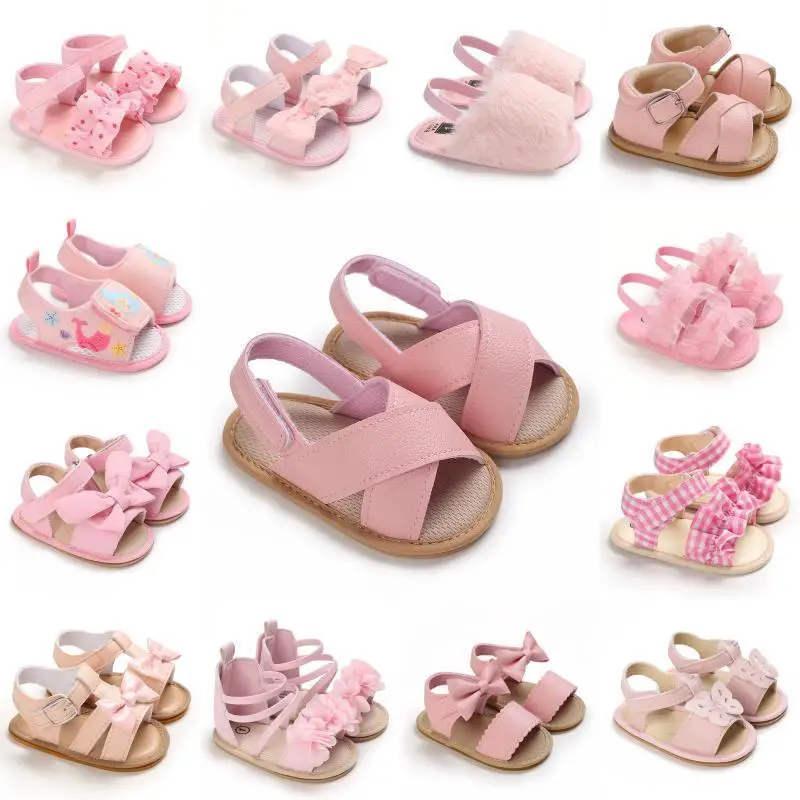 Summer Classic Multiple Pink Baby Sandals Comfortable and Casual Walking Shoes for Girls Aged 0-18 Months 1