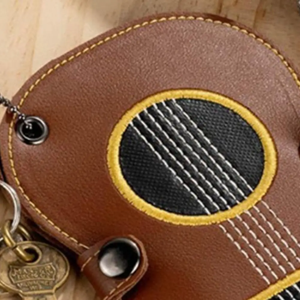 Guitar Pick Holder Faux Leather Guitar Picks Case Keychain with 17 Slots Guitar-shaped for Musician for Guitarist