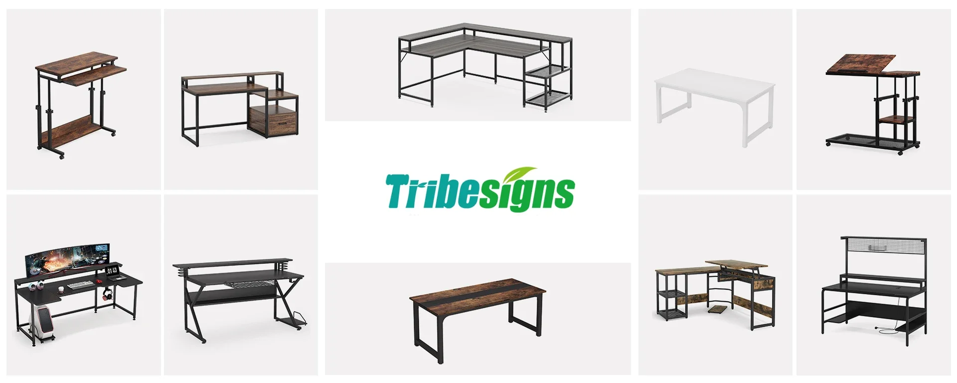Tribesigns 70.8 inch modern computer desk with LED lighting