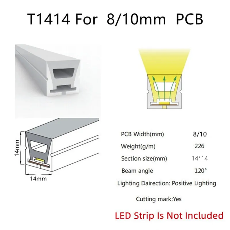 thumbnail image 1 of Tira de luces LED de neón flexible de 1 a 5 m/pieza con carcasa de perfil para empotrar, resistente al agua, IP67, para decoración de exteriores, 1 of 5